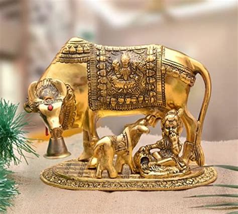 Buy Gold Art India Kamdhenu Cow and Calf Statue |Gaay Bachda |for Vastu ...