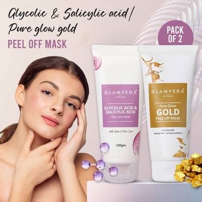 GLAMVEDA Pure Glow Gold & Glycolic & Salicylic Acid Anti Acne Peel Off ...