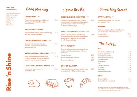 Menu — Rise 'n Shine