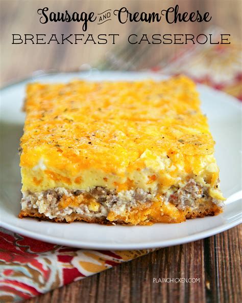 Sausage and Cream Cheese Breakfast Casserole | Plain Chicken