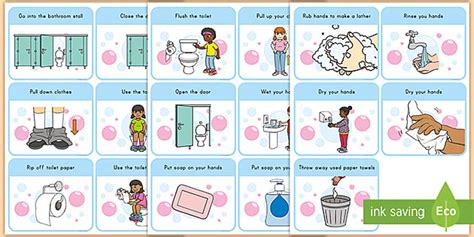 Girls' Using the Bathroom Sequencing Cards