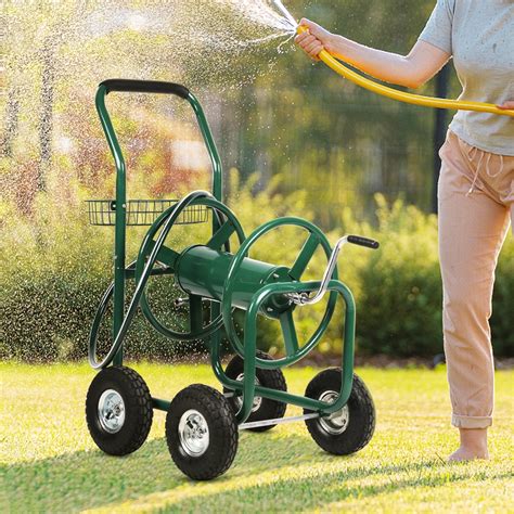 NiamVelo Heavy Duty Garden Hose Reel Cart, Mobile Metal with Wheels and ...