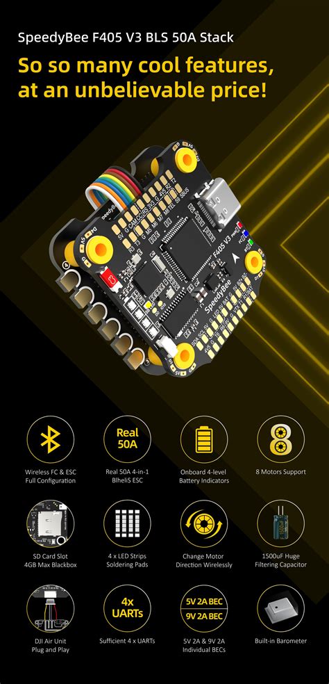 SPEEDYBEE F405 V3 Stack Flight Controller + BLS 50A ESC 30.5x30.5mm