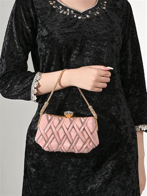 Buy Scarnton Handle Medium Frame Clutch Rose Pink Online – Lavie World