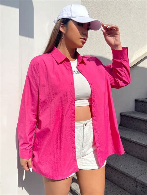 SHEIN USA | Hot pink shirt outfit, Shirt outfit women, Casual day outfits