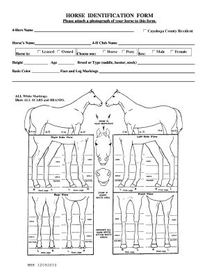 2010 Ohio State University Horses Identification Form Fill Online ...