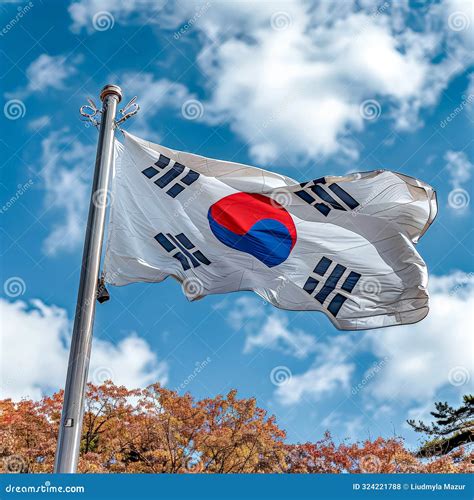 A White Flag with a Red Cross and Blue Circle on it is Flying in the ...