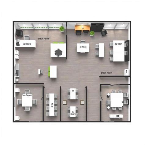 Modern Office Layout Floor Plan Office Designs | Coworking Space CA