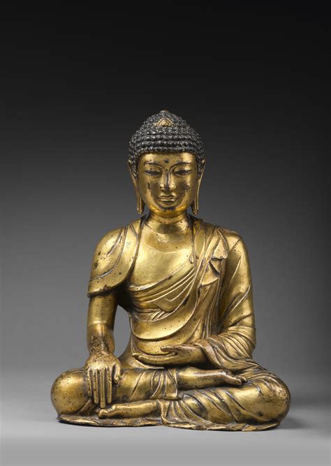 €1,098,000 Kingdom of Dali, China, 12th-13th century. Statuette of Buddha in gilt bronze, seated ...