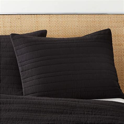 Siza Organic Cotton Black King Pillow Shams Set of 2 | CB2