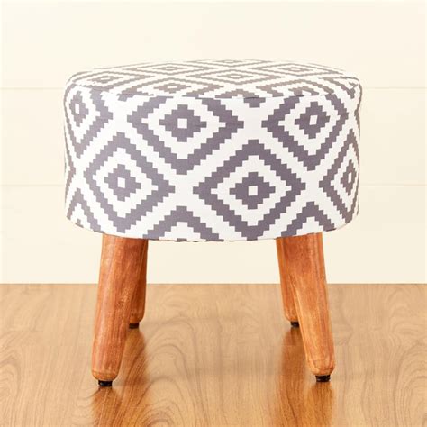 Buy Geometry Fabric Ottoman - Grey from Home Centre at just INR 2495.0