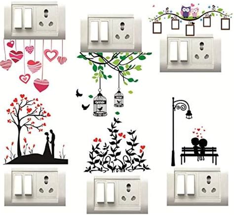 Buy Decor Villa™ Love Heart Switch Board Sticker Floral Stickers Wall ...