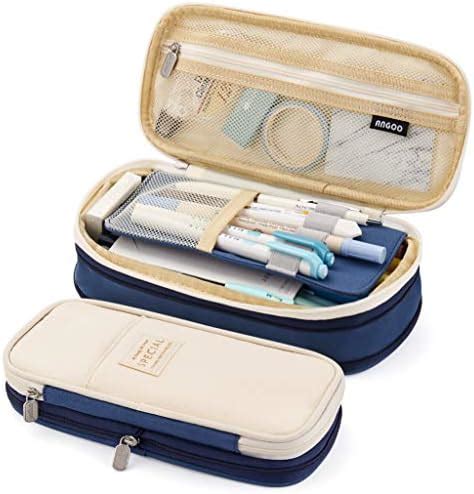 EASTHILL Canvas Big Capacity Pencil Pen Case Office College School ...