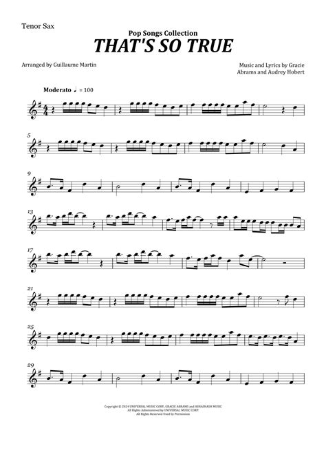 That's So True (arr. Guillaume Martin) by Gracie Abrams Sheet Music for ...