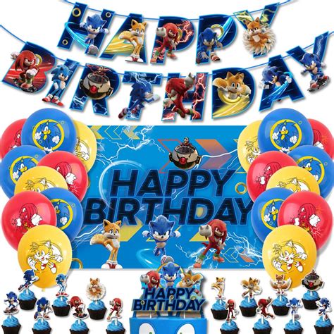 37/43pieces Sonic Birthday Theme Party Decoration Kit Home Party ...
