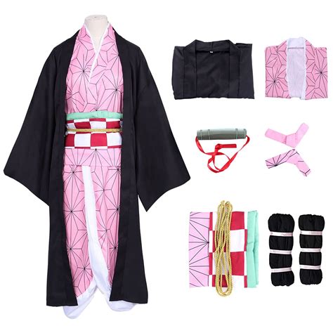 Buy Formemory Nezuko Cosplay Outfit Set 8 PCS Demon Slayer Cosplay ...