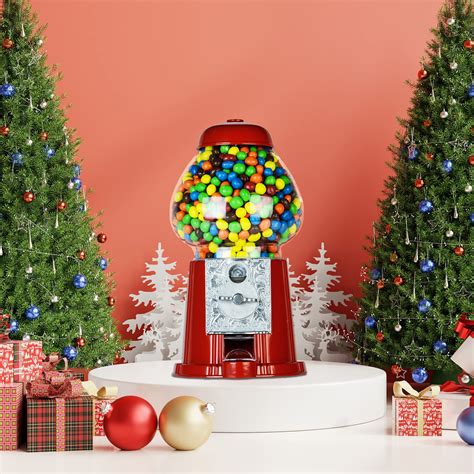 Gumball Machine - 11 Inch Mini Christmas Candy Dispenser - Metal Candy ...