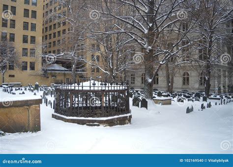 King`s Chapel Burying Ground in Boston, USA on December 11, 2016 ...