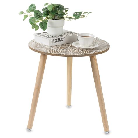 Hanobe Small Round Side Table: Boho End Tables for Living Room Bohemian ...