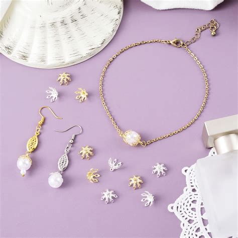 Buy ANCIRS 100 Pack Flower Bead Caps Toppers for Jewelry Findings, 7 ...