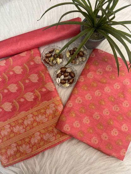 Salmon Chiniya Banarasi Silk Suit Set – Lajjaa clothing