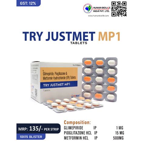 TRY JUSTMET MP 1 Tablets Human Biolife India Pvt. Ltd.