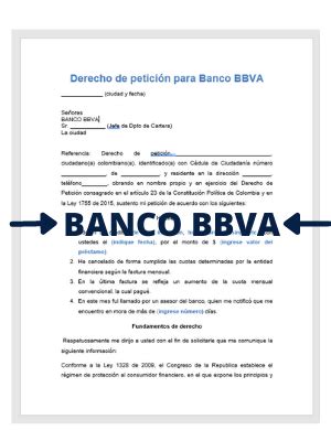 MODELO de DERECHO de PETICIÓN para BBVA - ¡FÁCIL!