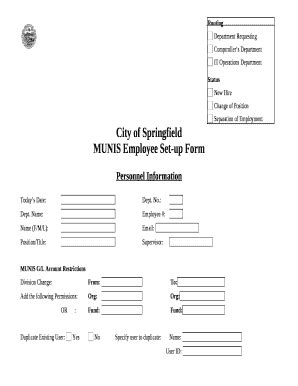 MUNIS Employee Set-up Doc Template | pdfFiller
