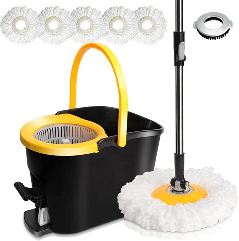 Midyb Mop and Bucket, Spin Mop and Buckets Sets with Foot Pedal & 5 ...
