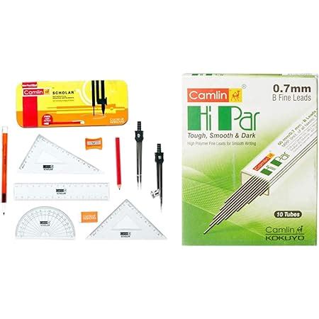 Camlin Scholar Mathematical Drawing Instruments, Multicolored, 10 ...