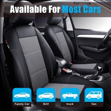 Buy P&J AUTO Leather and Mesh Car Seat Cover Front Pair Universal Fit ...