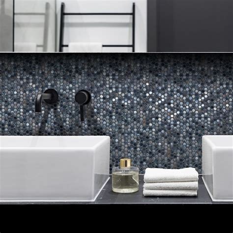 The Tile Life Sample - Eterna Penny Arrecife Iridis Grey 4-in x 4-in ...