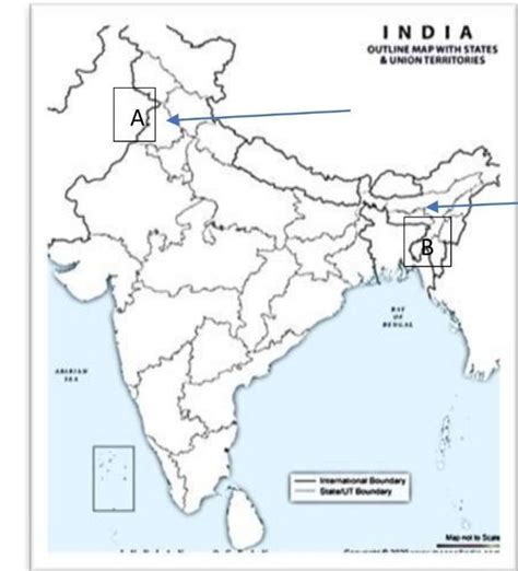 On the given outline map of India, identify the locations with the help ...