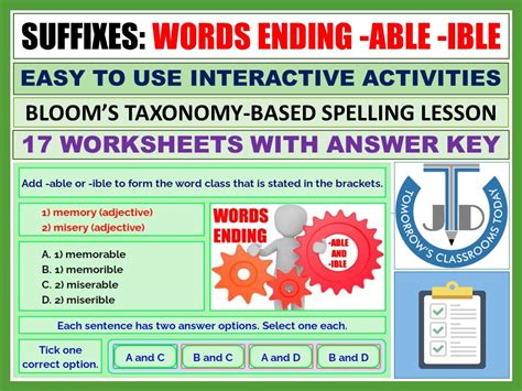 SUFFIXES - WORDS ENDING -ABLE AND -IBLE: BUNDLE | Teaching Resources