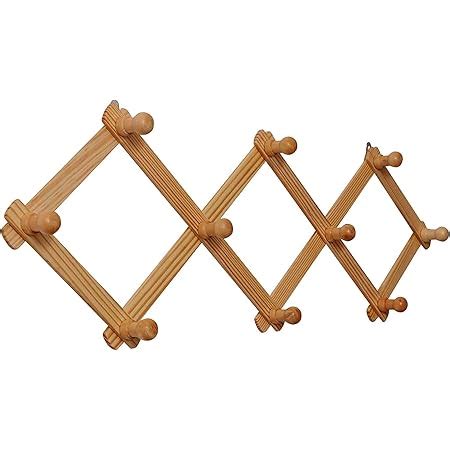 HOKIPO Wooden Bamboo Wall Mounted Adjustable Hanger for Clothes/Coats ...