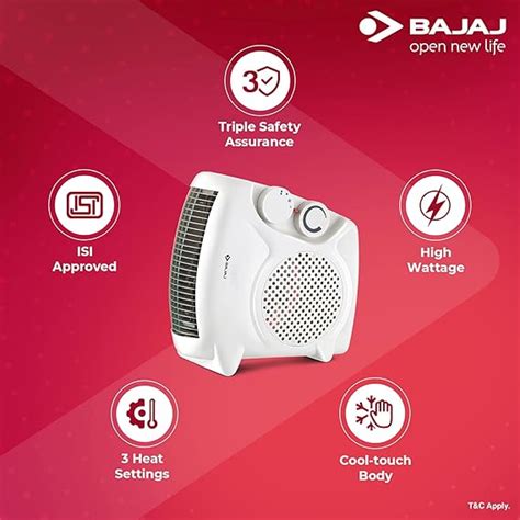 BAJAJ Majesty RX10 2000W Fan Room Heater with Automatic Thermal Cutout ...