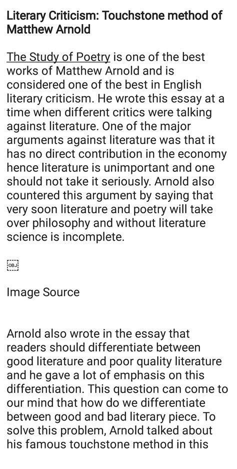 Study poetry - Literary Criticism: Touchstone method of Matthew Arnold ...