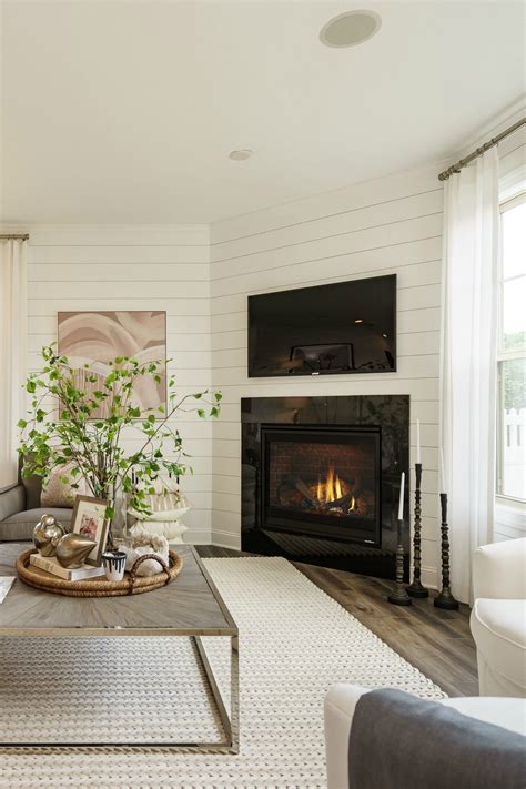 Modern Farmhouse Fireplace | Corner fireplace living room, Living room ...