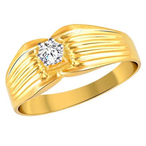 Vidhi Jewels Gold Plated Solitaire Brass Finger Ring for Men [VFR262G ...
