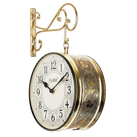 Buy CRAFTEL Metal Analog Double Sided Vintage Station Wall Clock for ...