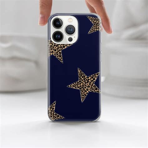 Navy Blue Cheetah Phone Case Stars Leopard Trendy Cover for iPhone 16 ...