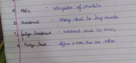 match the columncolumn aa. mncsb. investment c. foreign investment d ...