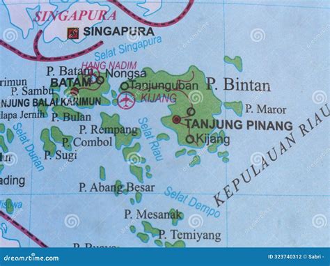 Map of Riau Islands and Surrounding Cities Stock Photo - Image of document, sketch: 323740312