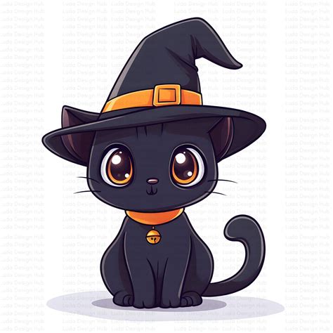 Cute Kawaii Halloween Cat Clipart for Commercial Use adorable Cat ...