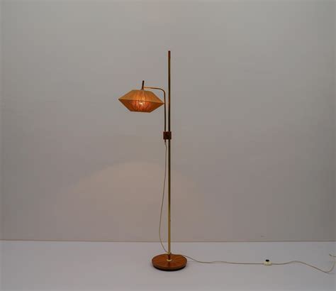 Mid-Century Modern Arc Floor Lamp in Brass and Teak by Temde, 1960s ...