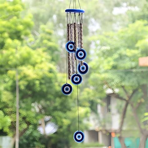 sculpmart Evil Eye Wind Chimes for Balcony & Positive Energy - 5 Metal ...