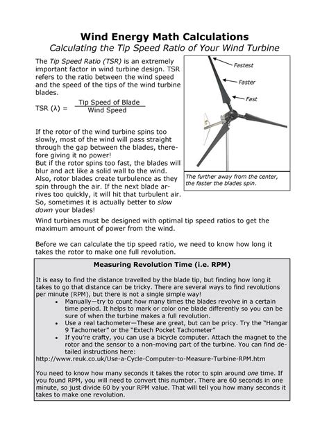 Tip Speed Ratio Provided by Kid Wind PDF - Measuring Revolution Time (i ...