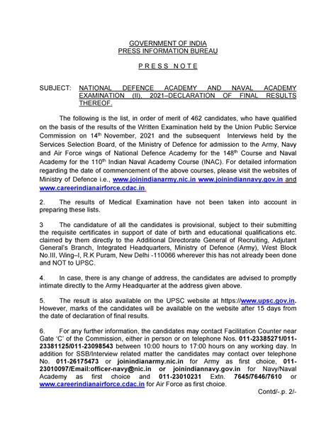 Final Res Press Note NDA II 2021 140622 eng - GOVERNMENT OF INDIA PRESS ...