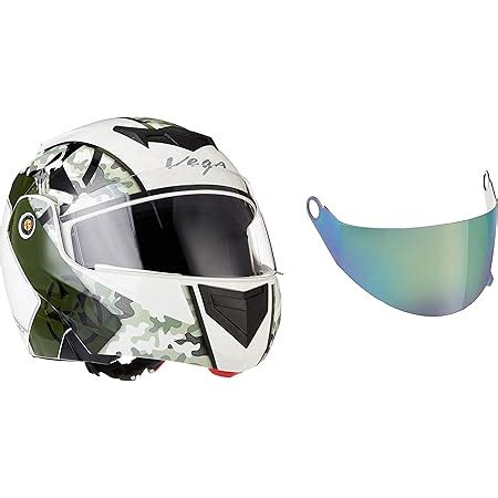 Vega Crux Dx Camouflage Flip-Up Full Face Helmet White Battle Green ...