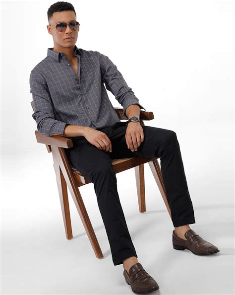MICRO TEXTURED Dark Grey Checks EXPRESS SHIRT – The Collection